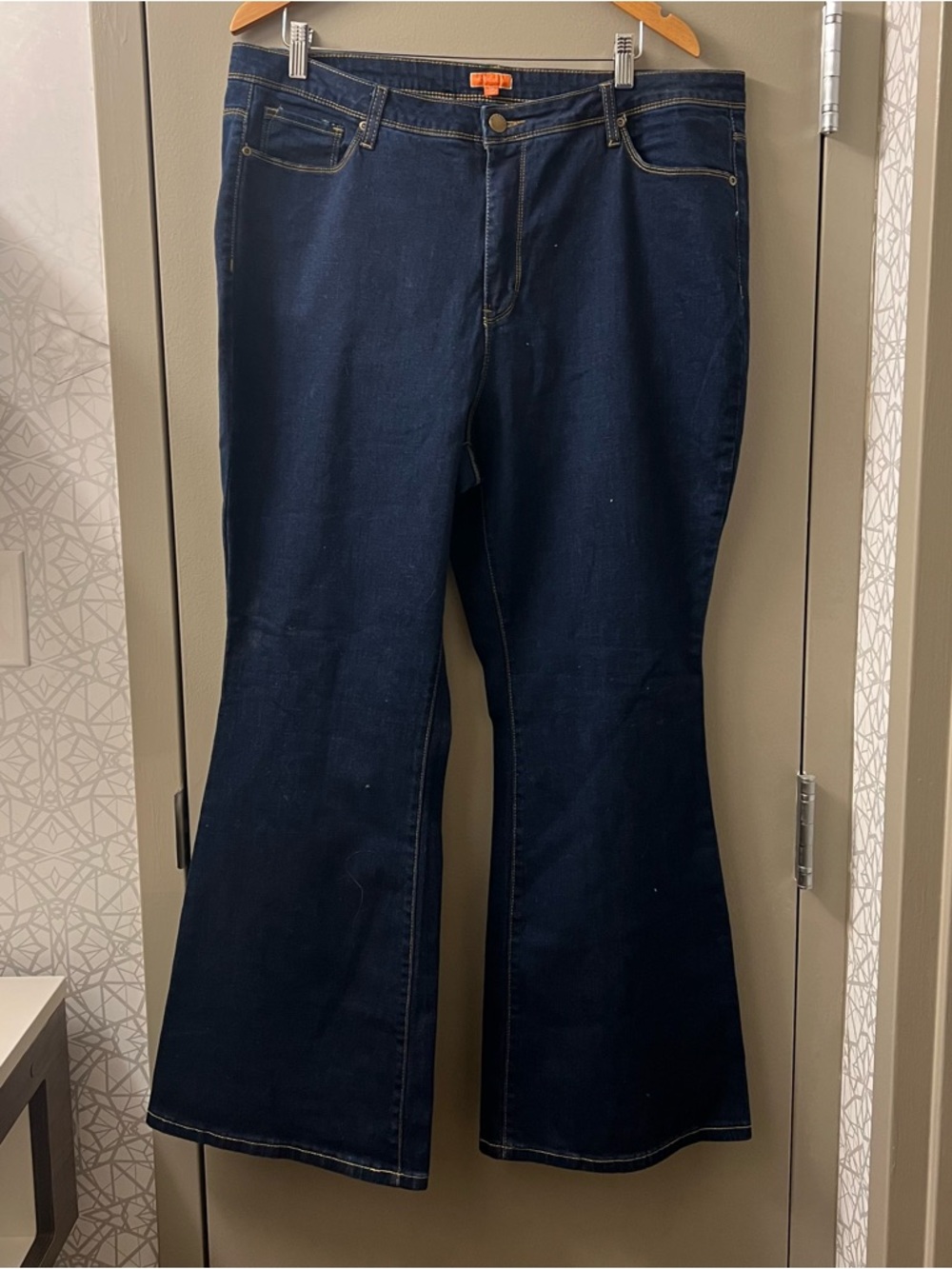 Modcloth Dark Blue Flared High Rise Wide-Leg Jeans Size 1X